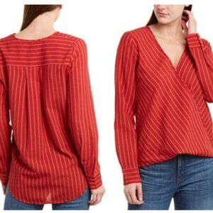 BCBGMaxAzria Blouse Woman Small Lightweight Venetian Red Wrap Top